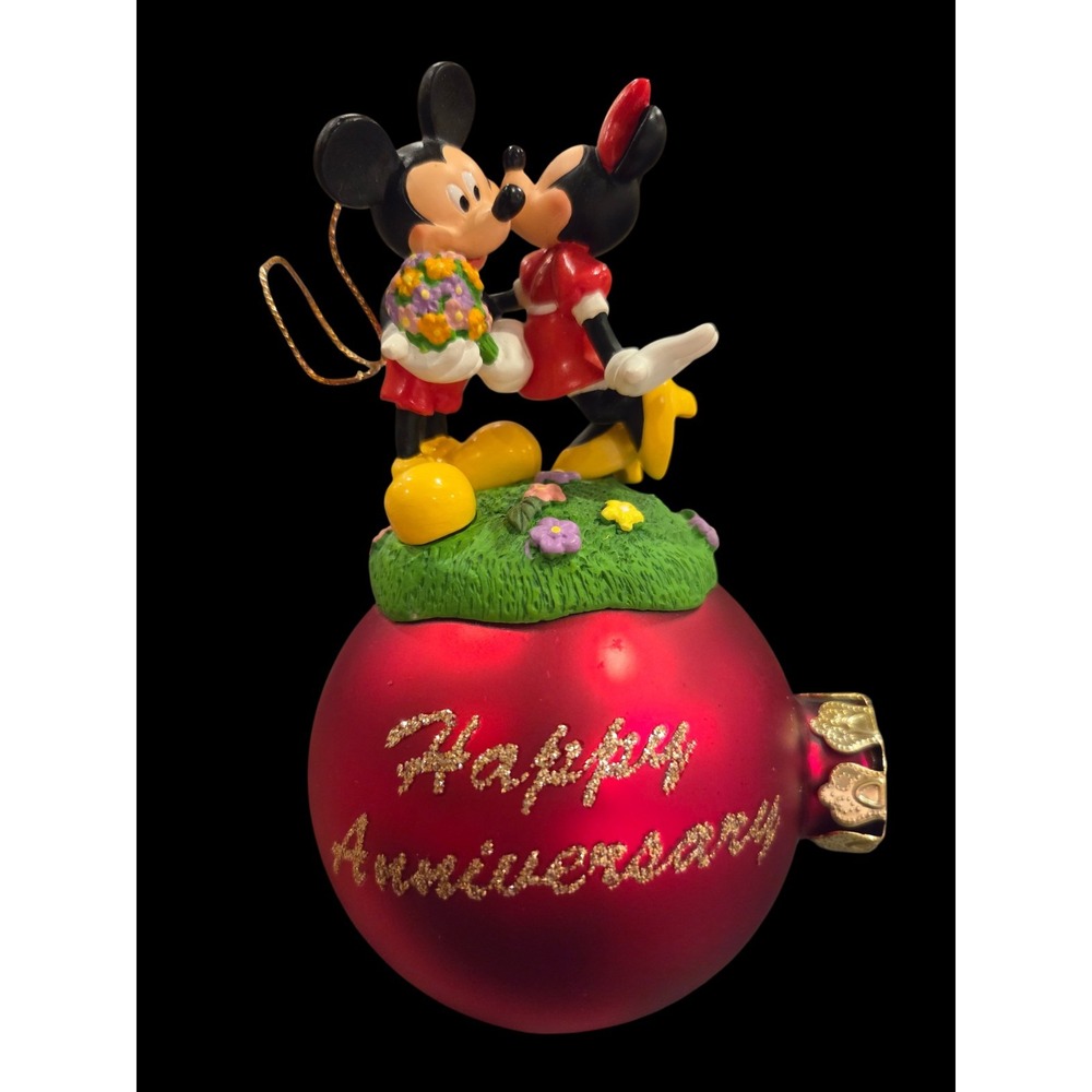 Mickey and Minnie Mouse Happy Anniversary Disney Christmas‎ Ornament